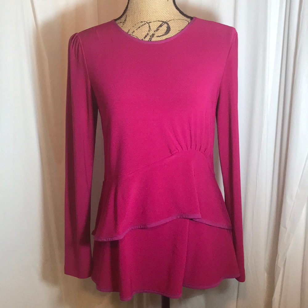 Narcisco Rodriguez Purple Peplum Ruffle Blouse Med